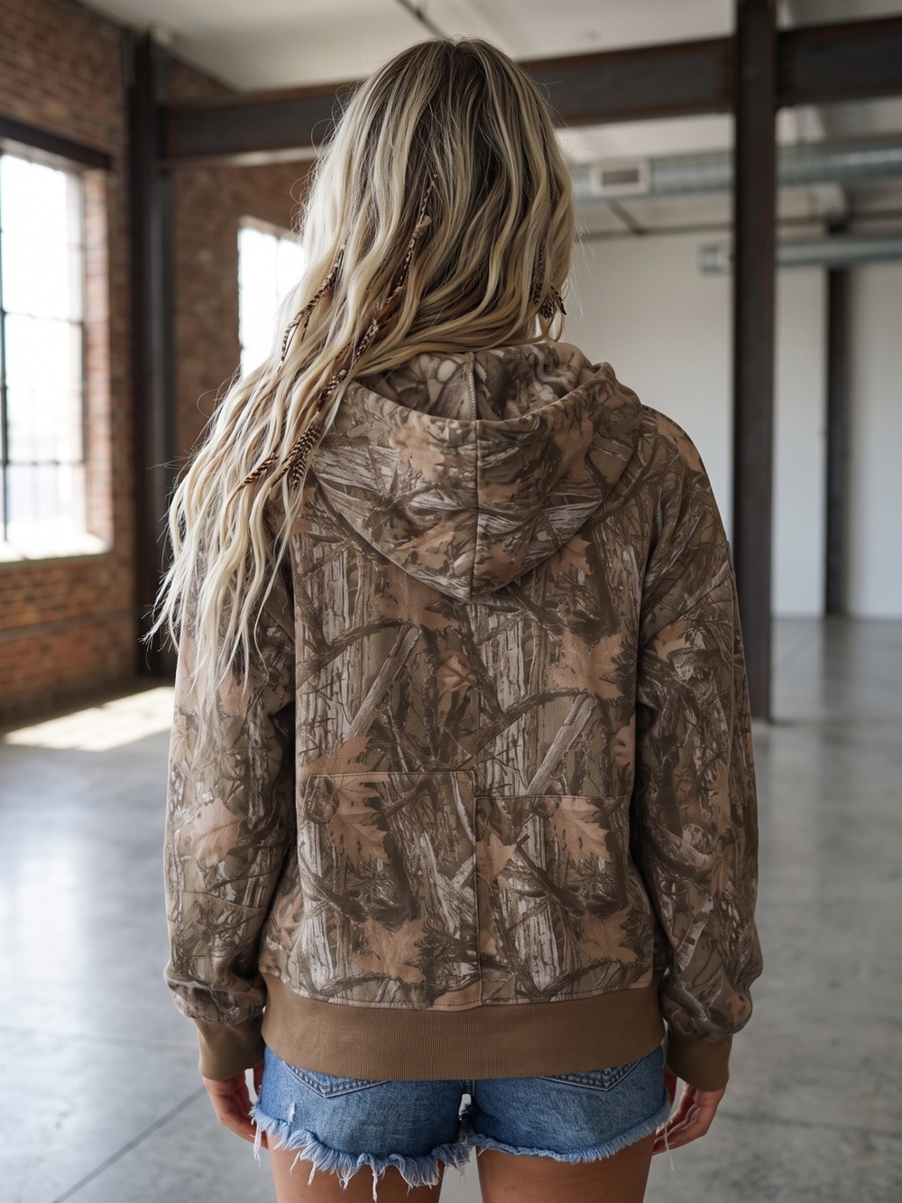 NWT Camo Camouflage Realtree Sweatshirt Zip Up Shacket Hoodie - Picture 4 of 7